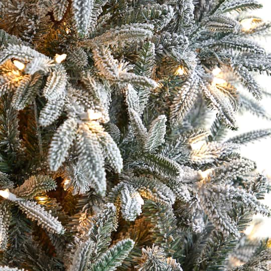 8.5ft. Pre-Lit Flocked Manchester Spruce Artificial Christmas Tree, Warm White Lights